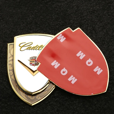 Cadillac Bodyside Domed Emblem Gold White Background Polished Logo