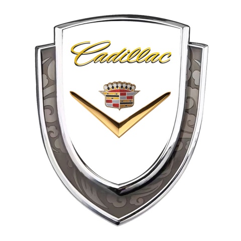 Cadillac Bodyside Domed Emblem Silver White Background Polished Logo