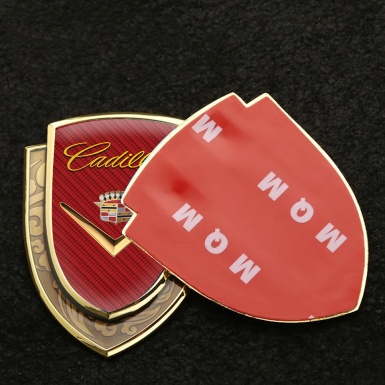 Cadillac Emblem Badge Gold Red Carbon Gleaming Logo Edition