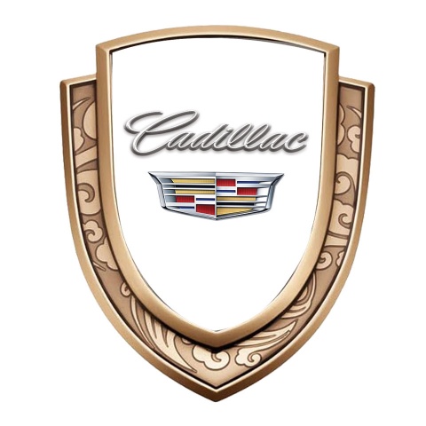 Cadillac Domed Badge Gold White Base Chrome Coat Of Arms Edition