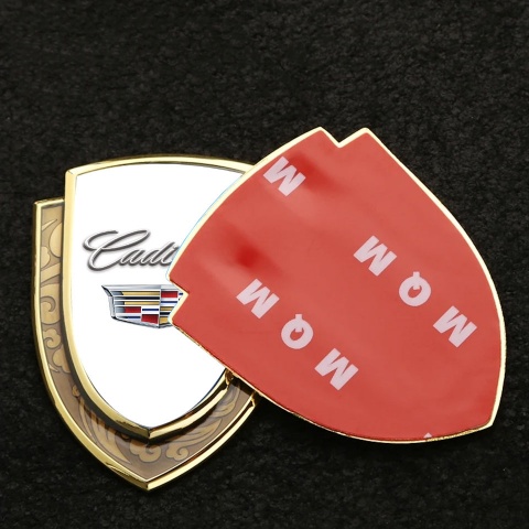 Cadillac Domed Badge Gold White Base Chrome Coat Of Arms Edition