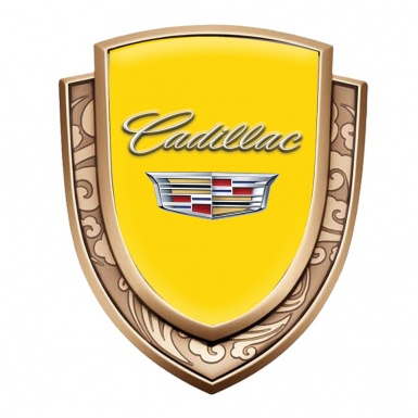 Cadillac Bodyside Emblem Self Adhesive Gold Yellow Shiny Coat Of Arms