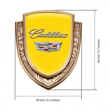 Cadillac Bodyside Emblem Self Adhesive Gold Yellow Shiny Coat Of Arms