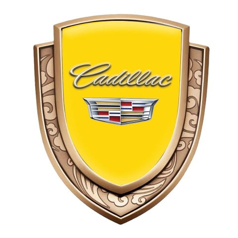 Cadillac Bodyside Emblem Self Adhesive Gold Yellow Shiny Coat Of Arms