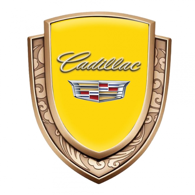 Cadillac Bodyside Emblem Self Adhesive Gold Yellow Shiny Coat Of Arms