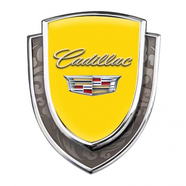 Cadillac Bodyside Emblem Self Adhesive Silver Yellow Shiny Coat Of Arms