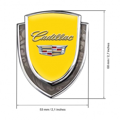 Cadillac Bodyside Emblem Self Adhesive Silver Yellow Shiny Coat Of Arms