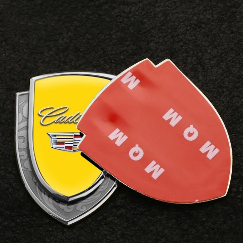 Cadillac Bodyside Emblem Self Adhesive Silver Yellow Shiny Coat Of Arms