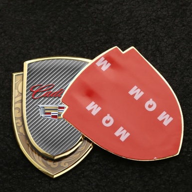 Cadillac Metal Domed Emblem Gold Light Carbon Red Logo Coat Of Arms