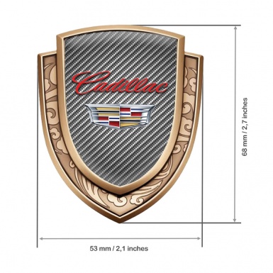 Cadillac Metal Domed Emblem Gold Light Carbon Red Logo Coat Of Arms