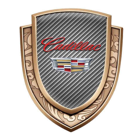 Cadillac Metal Domed Emblem Gold Light Carbon Red Logo Coat Of Arms