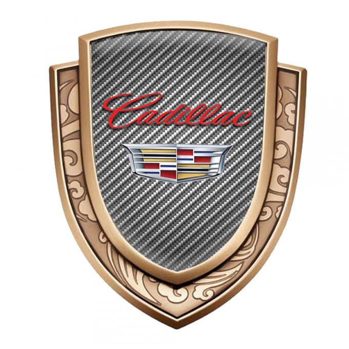 Cadillac Metal Domed Emblem Gold Light Carbon Red Logo Coat Of Arms