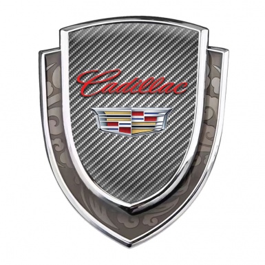 Cadillac Metal Domed Emblem Silver Light Carbon Red Logo Coat Of Arms
