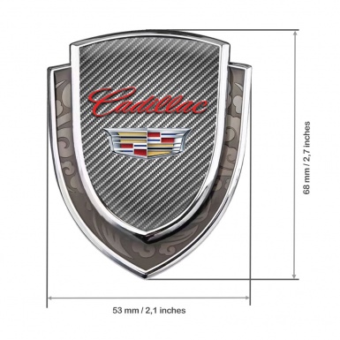Cadillac Metal Domed Emblem Silver Light Carbon Red Logo Coat Of Arms