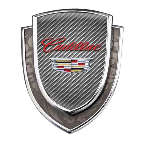 Cadillac Metal Domed Emblem Silver Light Carbon Red Logo Coat Of Arms