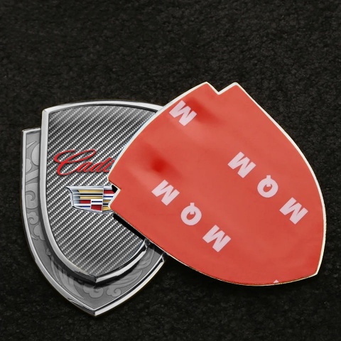 Cadillac Metal Domed Emblem Silver Light Carbon Red Logo Coat Of Arms