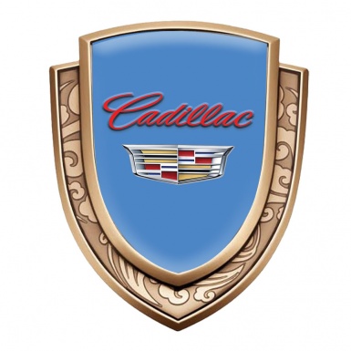 Cadillac Emblem Badge Self Adhesive Gold Blue Red Logo Coat Of Arms