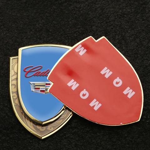 Cadillac Emblem Badge Self Adhesive Gold Blue Red Logo Coat Of Arms