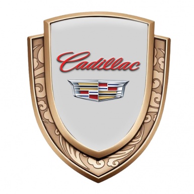 Cadillac Emblem Fender Badge Gold Grey Base Red Logo Coat Of Arms
