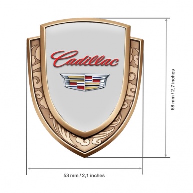 Cadillac Emblem Fender Badge Gold Grey Base Red Logo Coat Of Arms