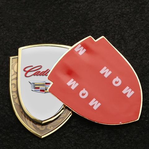 Cadillac Emblem Fender Badge Gold Grey Base Red Logo Coat Of Arms