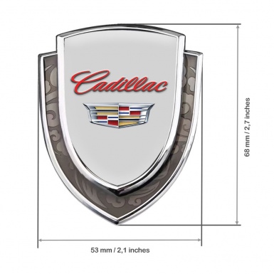 Cadillac Emblem Fender Badge Silver Grey Base Red Logo Coat Of Arms