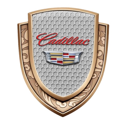 Cadillac Emblem Trunk Badge Gold Honeycomb Red Classic Crest Variant