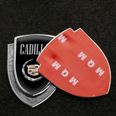 Cadillac Bodyside Domed Emblem Silver Black Base Chrome Laurel Logo