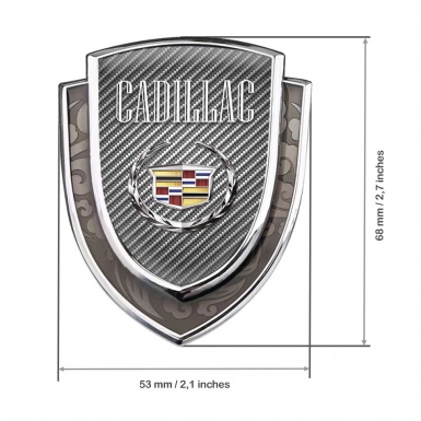 Cadillac Badge Self Adhesive Silver Light Carbon Chrome Laurel Design