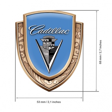 Cadillac Emblem Self Adhesive Gold Glacial Blue Monochrome Vintage Edition
