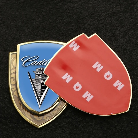 Cadillac Emblem Self Adhesive Gold Glacial Blue Monochrome Vintage Edition