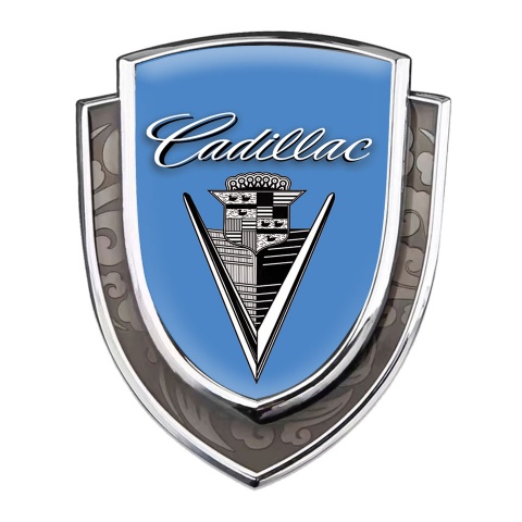 Cadillac Emblem Self Adhesive Silver Glacial Blue Monochrome Vintage Edition