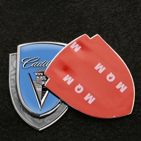 Cadillac Emblem Self Adhesive Silver Glacial Blue Monochrome Vintage Edition