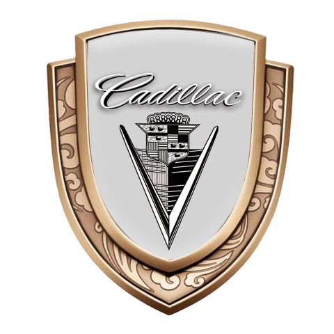 Cadillac Emblem Badge Gold Moon Grey Monochrome Vintage Edition