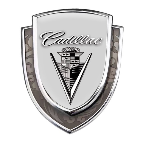 Cadillac Emblem Badge Silver Moon Grey Monochrome Vintage Edition