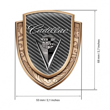 Cadillac Domed Emblem Gold Dark Carbon Monochrome Logo Vintage Edition