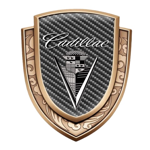 Cadillac Domed Emblem Gold Dark Carbon Monochrome Logo Vintage Edition