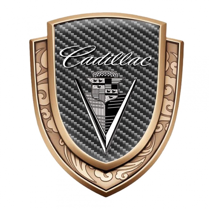 Cadillac Domed Emblem Gold Dark Carbon Monochrome Logo Vintage Edition
