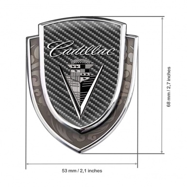 Cadillac Domed Emblem Silver Dark Carbon Monochrome Logo Vintage Edition