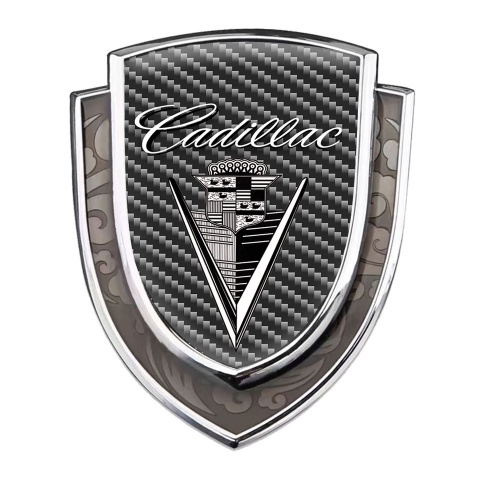 Cadillac Domed Emblem Silver Dark Carbon Monochrome Logo Vintage Edition