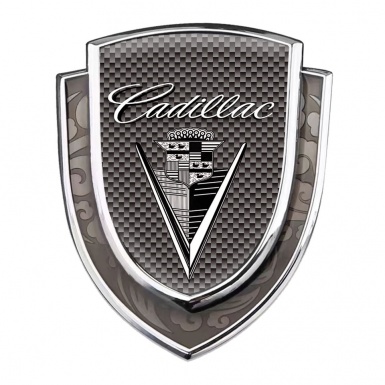 Cadillac Emblem Ornament Silver Grey Carbon Monochrome Vintage Logo
