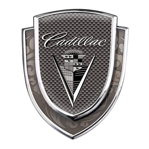 Cadillac Emblem Ornament Silver Grey Carbon Monochrome Vintage Logo