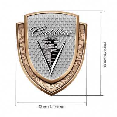 Cadillac Bodyside Domed Emblem Gold Honeycomb Monochrome Vintage Logo