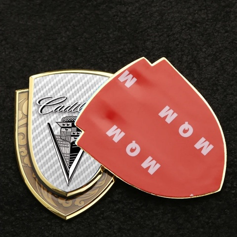 Cadillac Metal Domed Emblem Gold White Carbon Monochrome Vintage Logo