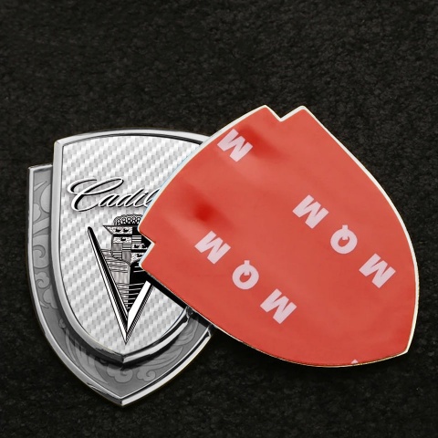 Cadillac Metal Domed Emblem Silver White Carbon Monochrome Vintage Logo