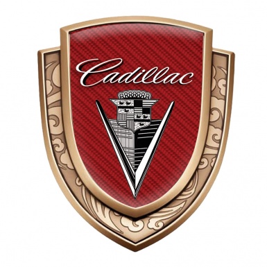 Cadillac Badge Self Adhesive Gold Red Carbon Monochrome Vintage Edition