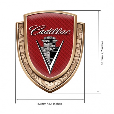 Cadillac Badge Self Adhesive Gold Red Carbon Monochrome Vintage Edition