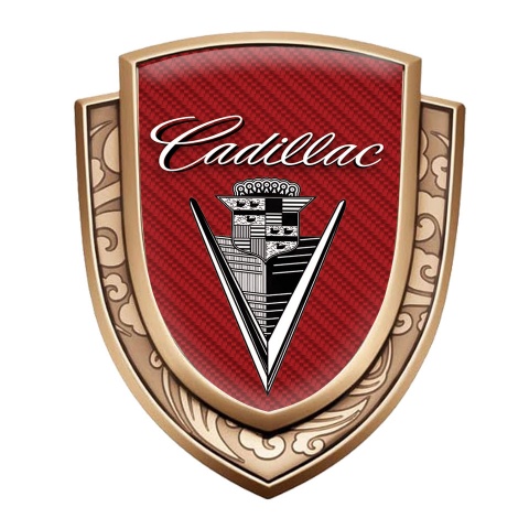 Cadillac Badge Self Adhesive Gold Red Carbon Monochrome Vintage Edition