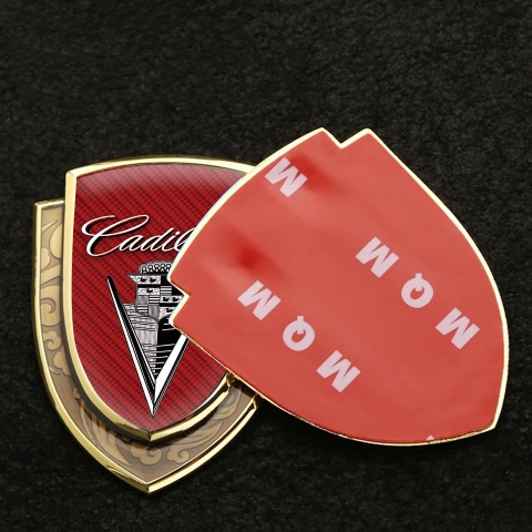 Cadillac Badge Self Adhesive Gold Red Carbon Monochrome Vintage Edition