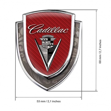 Cadillac Badge Self Adhesive Silver Red Carbon Monochrome Vintage Edition